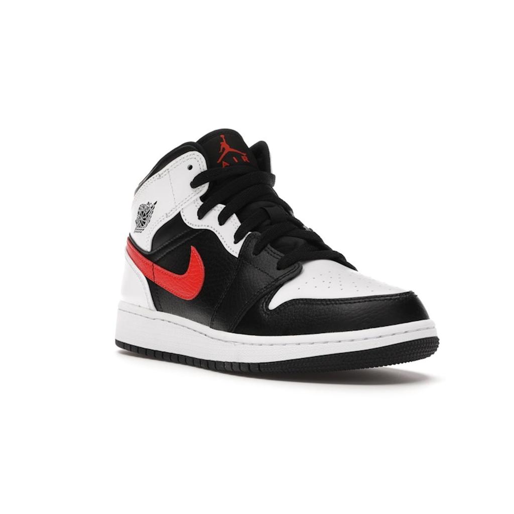 Air Jordan 1 Mid GS Chile Red Kids Sneakers Black White 554725-075
