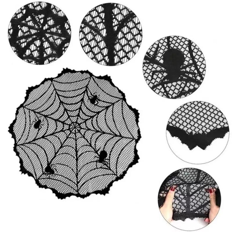 Spooky Halloween Polyester Cobweb Table Runner with Cobweb Pattern for Home and Event Decoration
