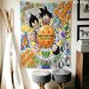 Dragon Ball Charaktere Wandteppich Ästhetischer Wandbehang Bedruckte Stoffdecke Dekorative Wandteppiche für Schlafzimmer Wohnzimmer Heimdekoration
