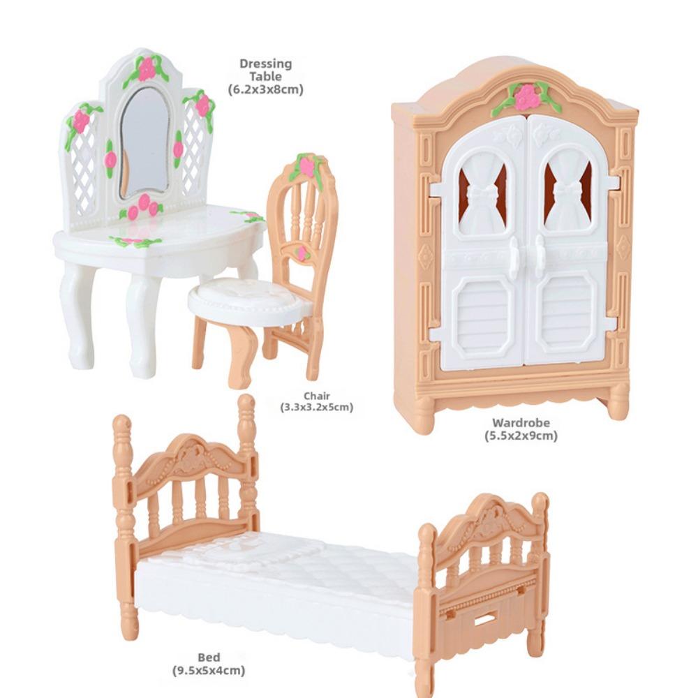 1Set 5 Styles Miniature Dollhouse Furniture Khaki Furniture Container Display Doll Game Accessoies