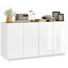 Eetkamer Sideboard Keuken Sideboard 4 Soft-Close Deuren en Verstelbare Planken 140B x 40D x 75H cm Gelakt Wit