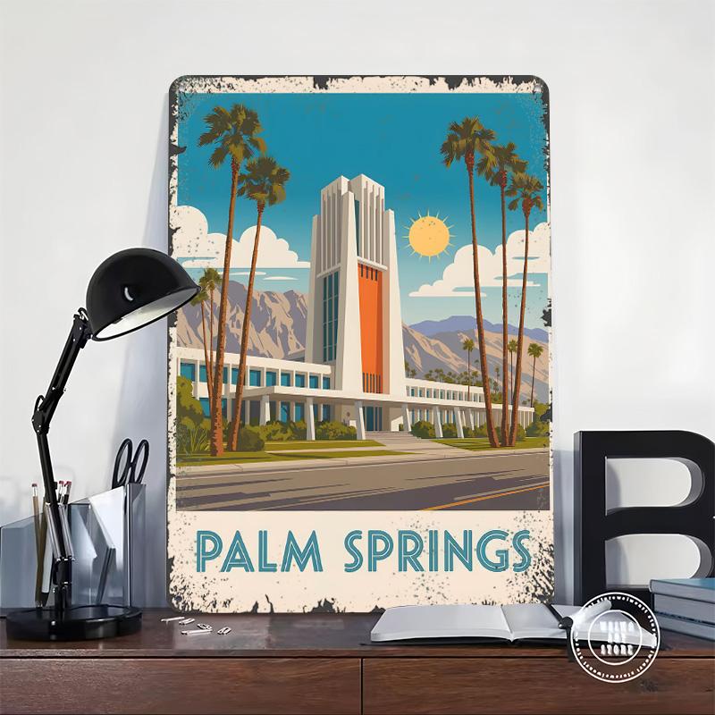 Palm Springs Travel Tinplate Poster Customized Wall Art Vintage Retro Metal Signs for Decoration Living Room Decor Men Wand Deko