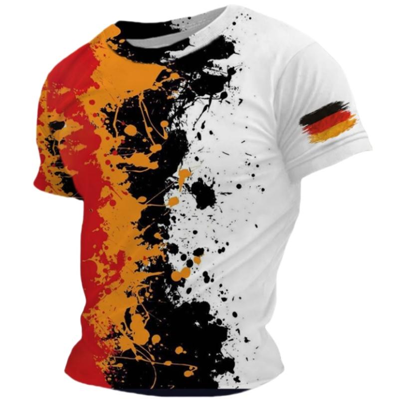 Germany National Flag Print Men's T Shirt Outdoor Football Sports Jersey Summer Casual O-neck Short Sleeve Tees Fashion Fan Tops