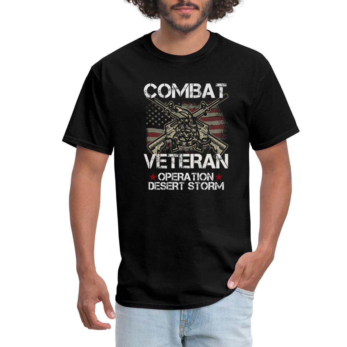 Military Flag Combat Veteran Desert Storm Men s T-Shirt M
