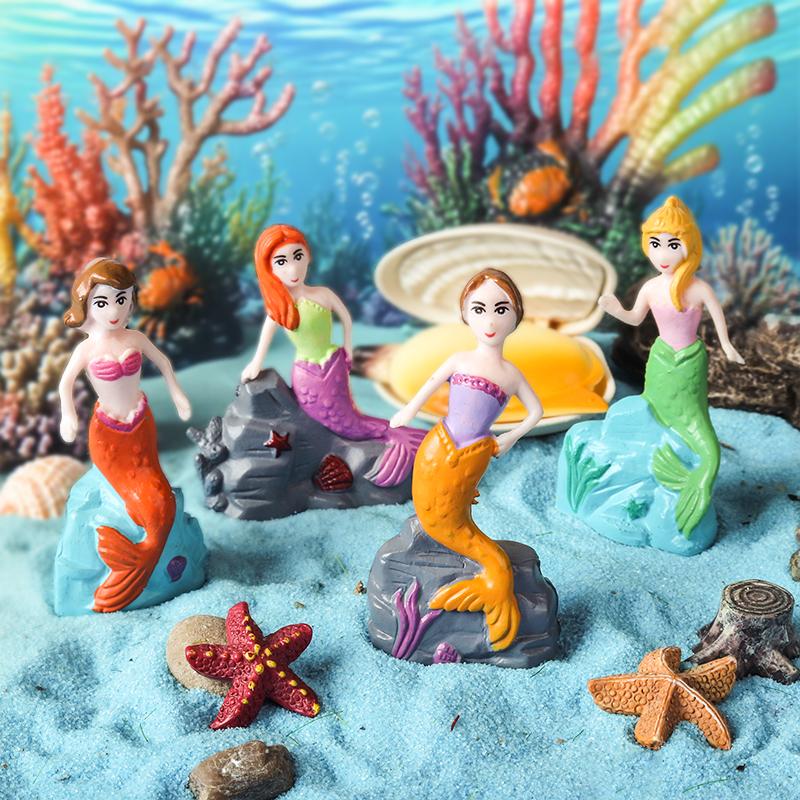 Oenux Creative Pirates of the Caribbean Mermaid Princess Model Action Figure Figurines Cake Toppers Kid Toy Halloween Gift