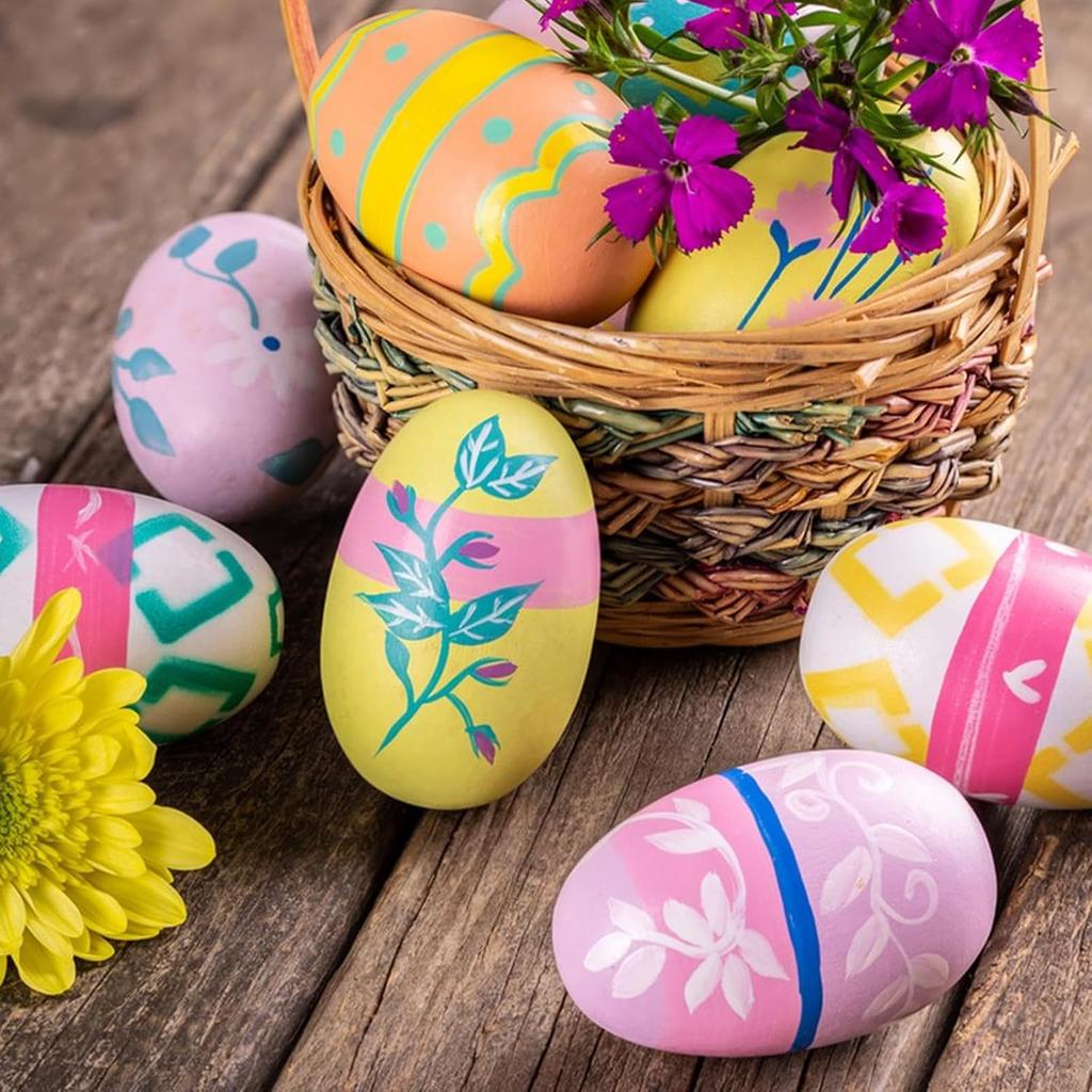 10PCS Unpainted Wooden Eggs Wooden Fake Eggs Easter Craft Eggs for Display Children DIY Painting Decoration