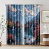 2 Pcs   Filtering Curtains (excluding Rods   Non-movable   Without Batteries) Rustic Asian Landscape for Use In Bedrooms and Living