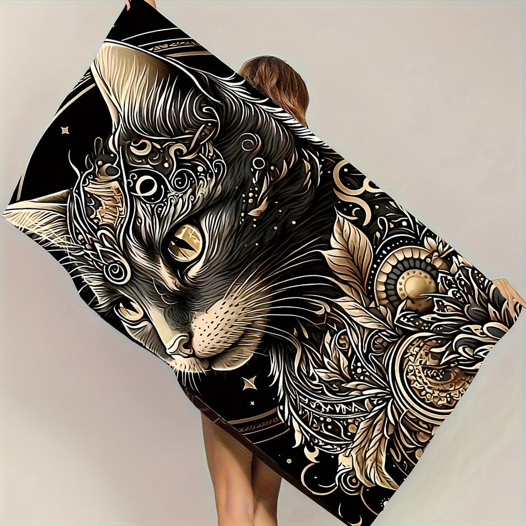 1PC White Tigher Beach Towel Animal Pattern Lion Cat Leopard Towel Perfect Gifts Quick-Dry Towel For Bath Yoga Tourism Swimming