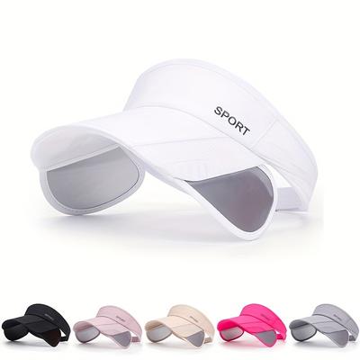 Adjustable Retractable Visor Cap, 100% Polyester, UV Protection, Sporty Style, Woven Golf Beach Sun Hat for Men & Women, Anti-UV Tennis Hat