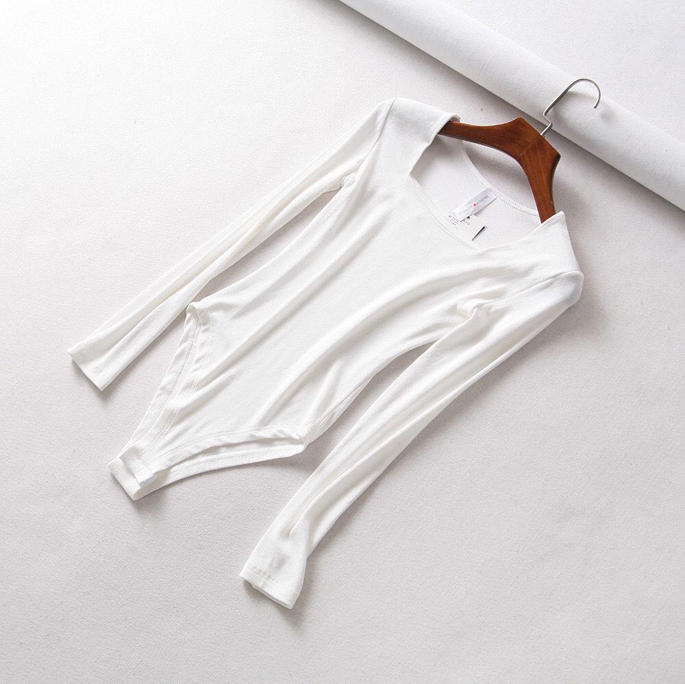 

2018 Autumn/Winter Women s Square Neck Long Sleeve Bodysuit for Dance/Yoga Medium білий