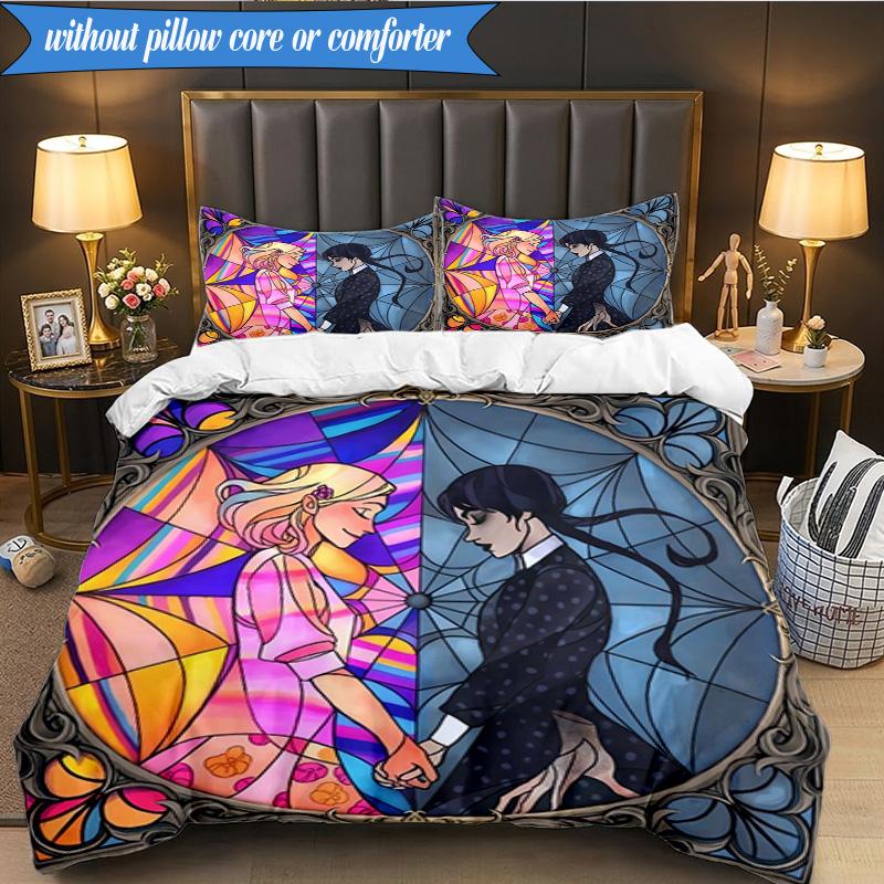 Stained Glass Gothic Romance 3pcs K-pop Music Group Bedding set,Ideal for Bedroom, Dormitory,Including Duvet Cover And 2pcs Pillowcases,Fan Gifts