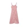 Sweet and gentle temperament pink suspender floral dress summer new thin lotus leaf dress split dress
