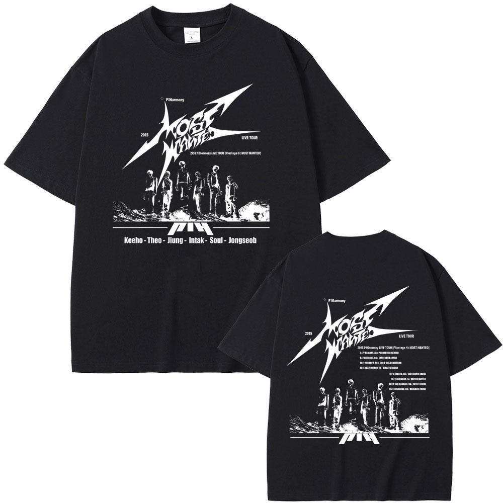 

P1Harmony Live Tour 2026 Лето Новая Хотселлинг Мужская Женская Корейская Kpop Повседневная Хлопковая Оверсайз Футболка Уличная Одежда Подарок для Фаната S