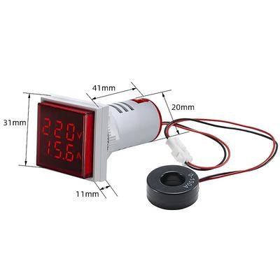 Ψηφιακό Βολτόμετρο Αμπερόμετρο AC 110V 220V AC 60-500V 0-100A Τετράγωνο/Κυκλικό Μέτρο Τάσης Ρεύματος Δοκιμαστής Τάσης Αυτοκινήτου Ένδειξη Ανιχνευτής Αμπέρ