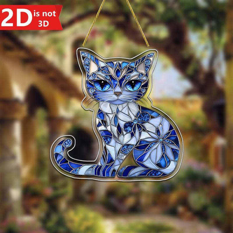 

2D acrylic cat sun catcher, perfect animal-themed decor for home and garden. A great gift for cat lovers. чистый