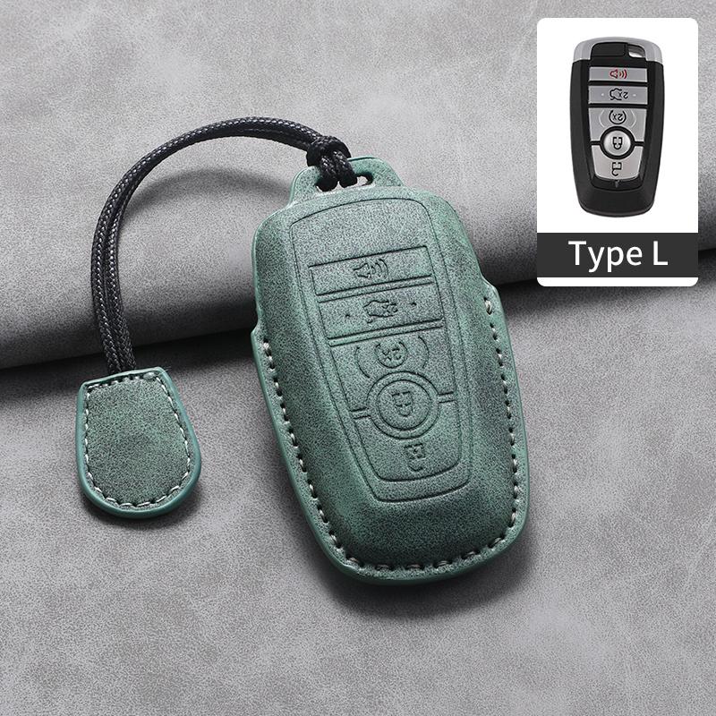 4 5 Buttons Leather Car Key Case Cover for Ford Fusion Mustang Edge Explorer Focus F150 F250 F350 F550 Escape for Lincoln Mondeo
