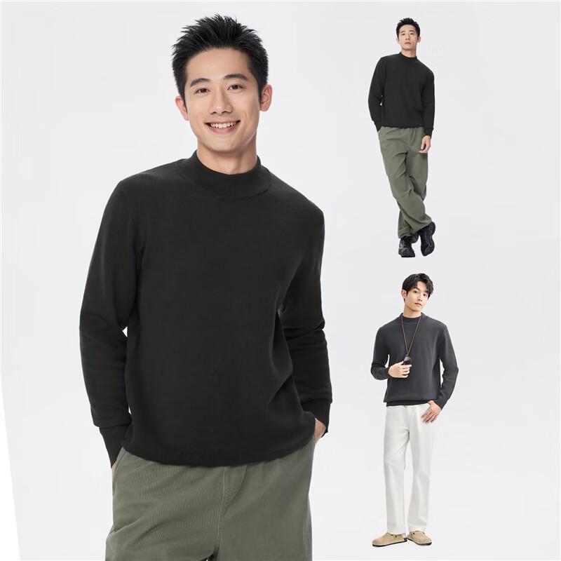 Giordano Men's Mock Neck Blended Knit Sweater