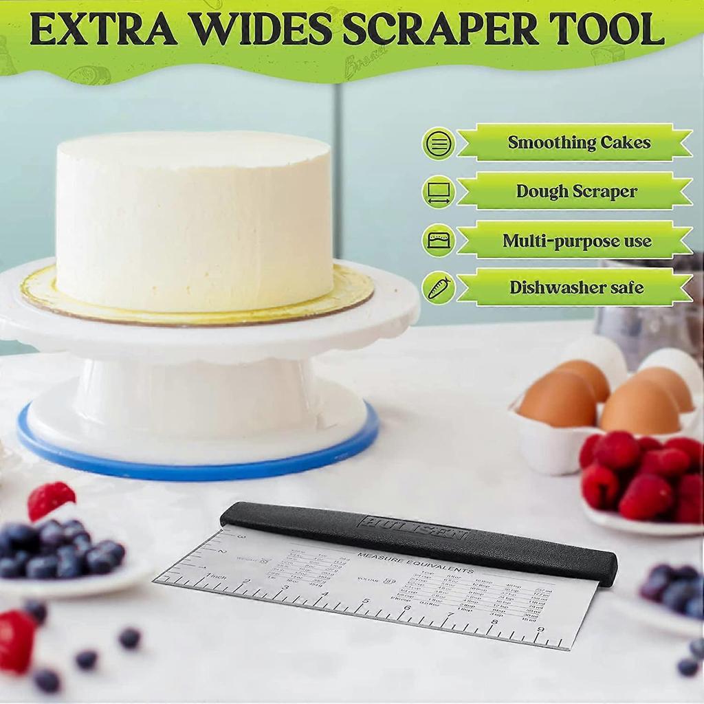 10" Stainless Steel Bench Scraper with Measuring Scale – for Dough, Pizza, Bread & Food Chopping – Compatible with Baking Needs