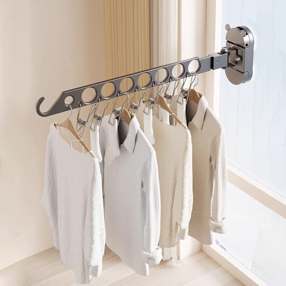 Wall Mounted Folding Drying Rack Space Aluminum Clothing Organizer  Bathroom
