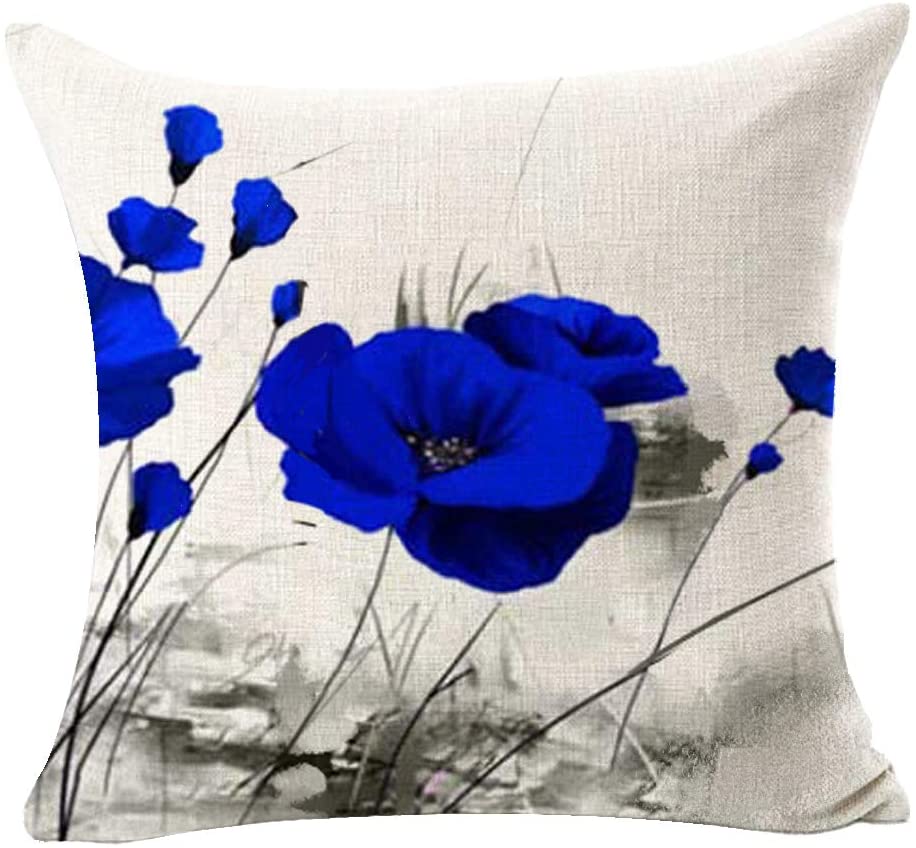 Charming Retro Watercolor Oil Painting Red Poppy Cotton Linen Throw Pillow Case Cushion Cover New Home Office Indoor Decorative