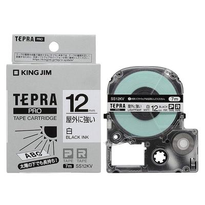 King Jim [Genuine] Tepra PRO Tape Cartridge, Outdoor-Resistant Label, 12mm White Label/Black Text, 7m Length, SS12KV