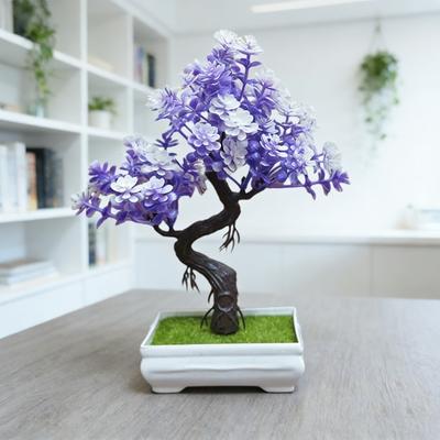 Artificial Bonsai Tree Indoor Small Fake Plants with Resin Pot for Home Office Desk Shelf Bathroom Bedroom Living Room Decoration