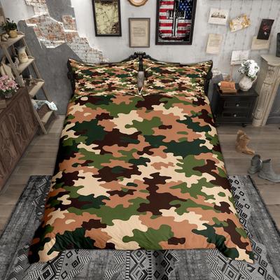 Homewish Hippie Camouflage Duvet Cover Set Colorful Camo Bedding Set Military Theme Quilt Cover Set