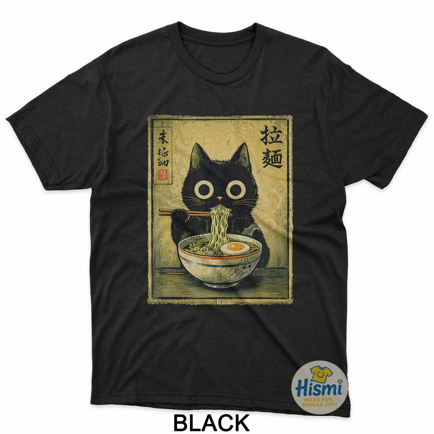 Kawaii Ramen Cat Vintage Japanese Funny Retro Anime Noodle T-Shirt 4XL