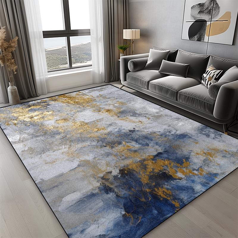 Severský moderní koberec se zlatou linií do obývacího pokoje, luxusní domácí dekorace, protiskluzový koberec velkých rozměrů pod pohovku, ložnice, šatna, vchodová rohožka