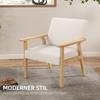Upholstered Armchair with Armrests, Dining Chair In Linen Look, Solid Wood Frame, 64 X 70 X 72 Cm, Cream
