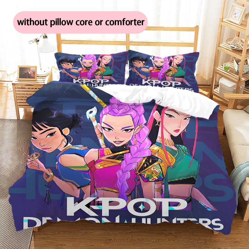 Anime Pattern Bedding Quilt Set Quilt Cover Pillowcase Home Decoration Birthday Gift (1 * Duvet Cover + 2 * Pillowcase, Without Core)
