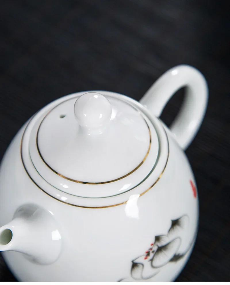 White Porcelain Teapot Exquisite Enamel Color Teapot Samovar Puer Tea Pot and Cup Set Tea Brewing Kettle Yixing Clay Kettle Pots