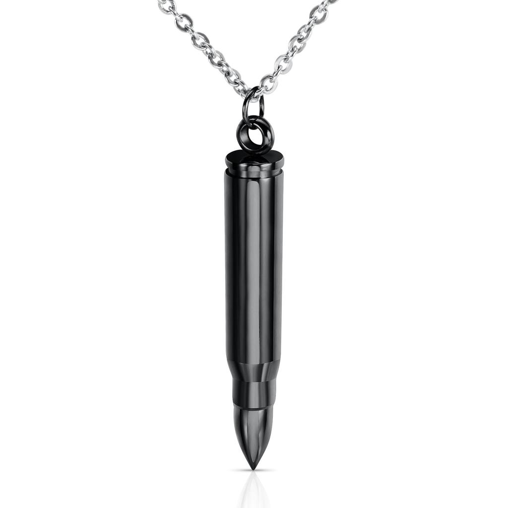 Bullet-Shaped Twist-Open Stainless Steel Pendant Necklace with Custom Engraving for Veteran Memorial