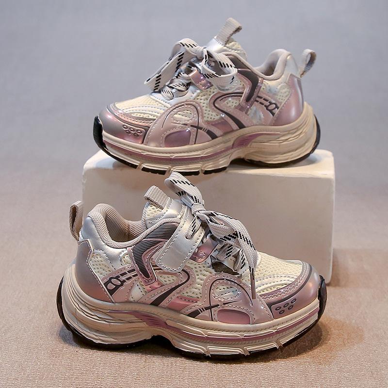 Children's sports shoes 2025 spring new girls fashion dad shoes fashion soft sole middle and older girls running shoes
