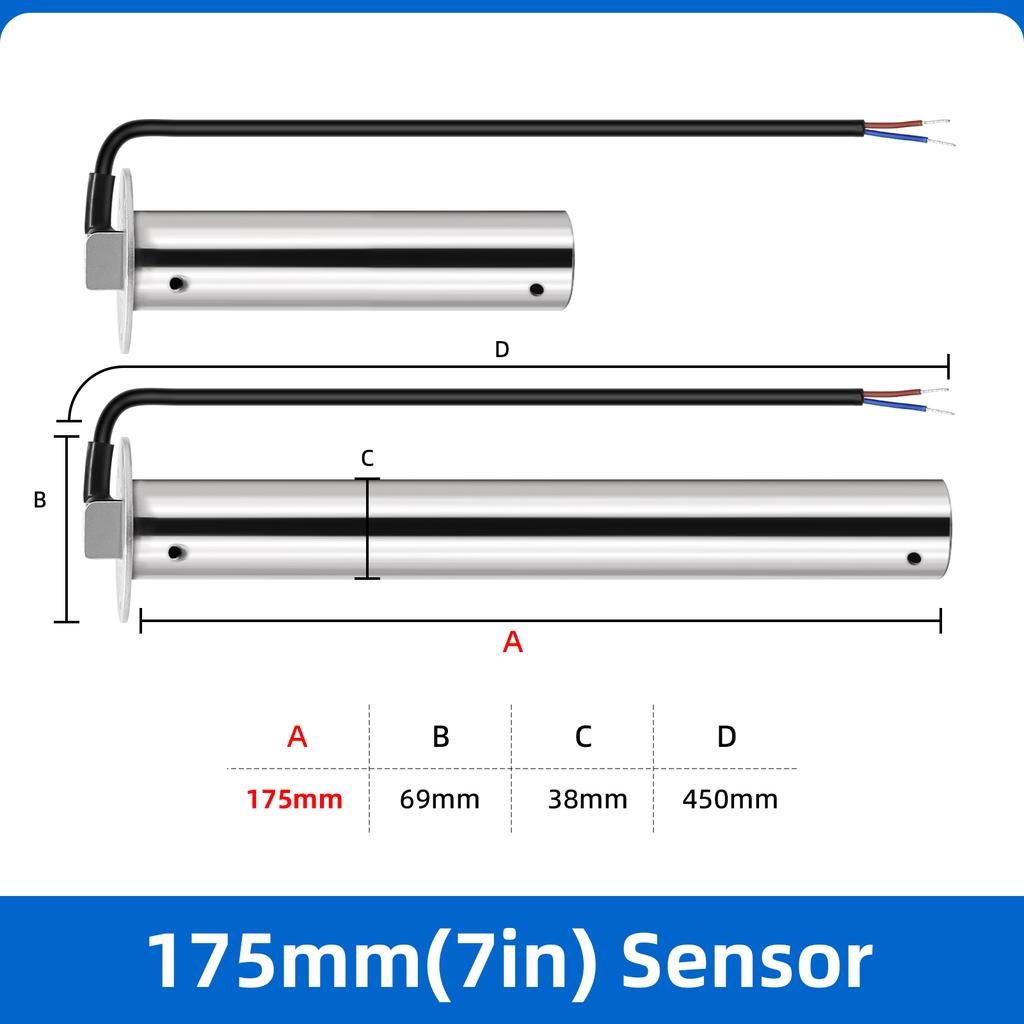 100-550mm Sewage Level Gauge Sensor 0-190ohm Fuel Level Sensor Water Meter Sewage Liquid Sensor Tank Level Gauge for Sewage Liqu