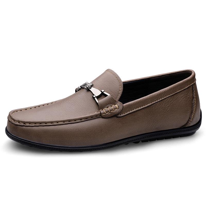 Men s Cross-Border Leather Slip-On Moccasins: Spring Casual Loafers, Large Size Cowhide Shoes 43