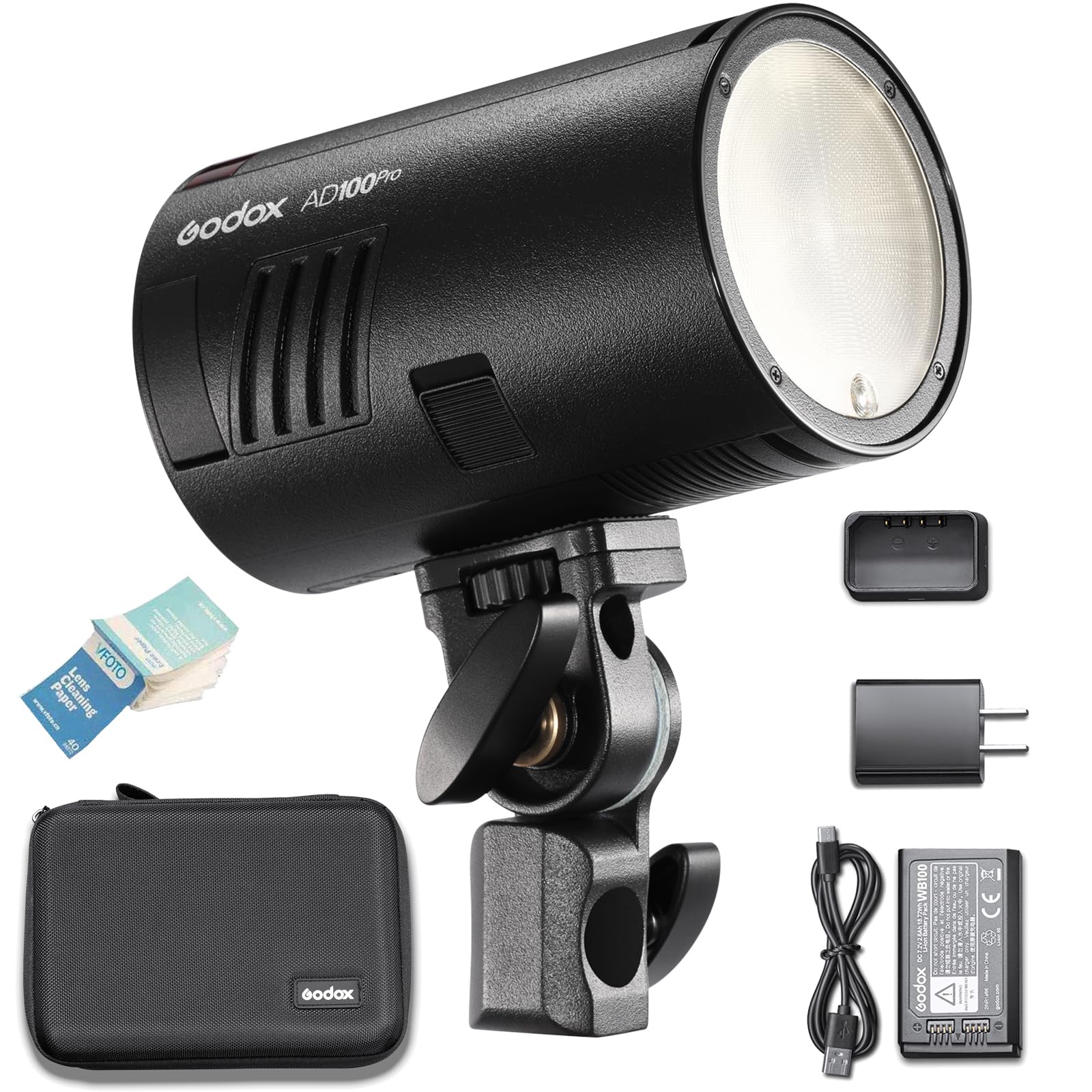 

Godox Godox AD100Pro Pocket Flash with Color Filters and 100W Wireless X HSS 2600mAh 360 Full Round Flash [Authorized Dealer] Handle, TTL, Built-in