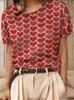Top Maglione Girocollo a Maniche Corte Jacquard Color Block Retrò 2026
