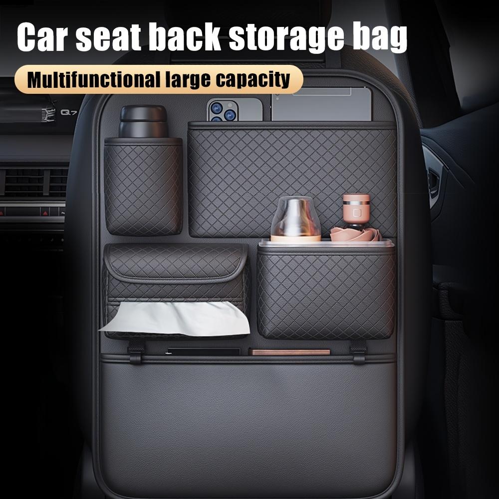 Multifunctional Car Seat Back Organizer, Faux Leather Hanging Bag, Anti-Kick Car Seat Back Pocket, Suitable for Car Accessories and GroceriesC
