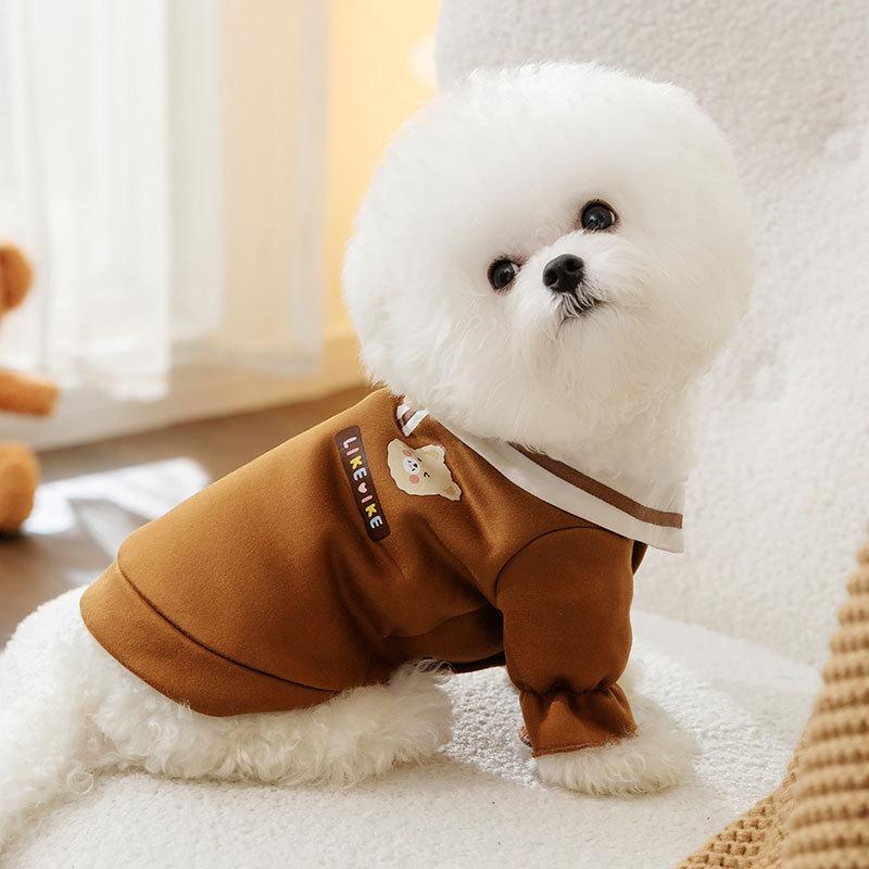 

Dog clothes autumn and winter bipod bear print POLO teddy bear small puppy kitten pet clothing XS (recommended weight 1-1.5kg)