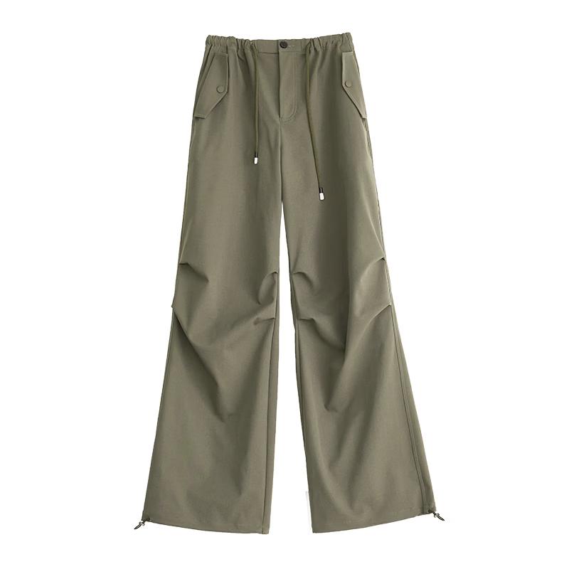 FAESSLIN Women s High-Waisted Drawstring Cargo Pants XL