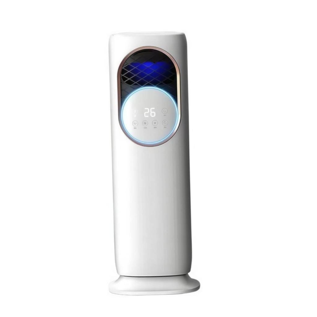 Mesh Grille Touch Buttons Freestanding Air Cooling Unit Fan Cylindrical Body