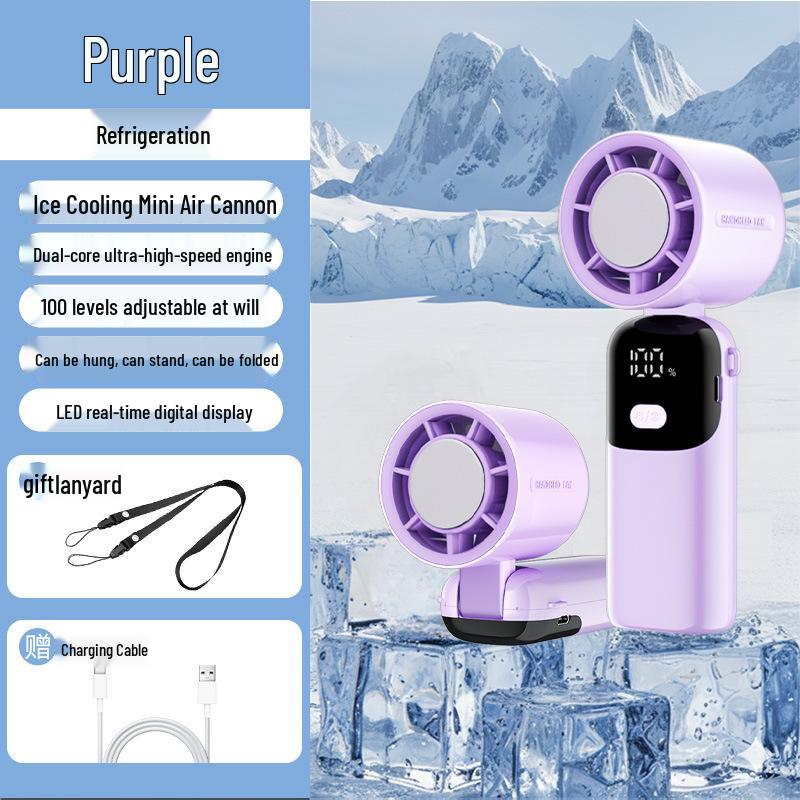 

Portable Handheld USB Fan with Digital Display and Dual Battery for Long-lasting Powerful Breeze High-Speed Fan + Foldable Neck Hanging + Cooling