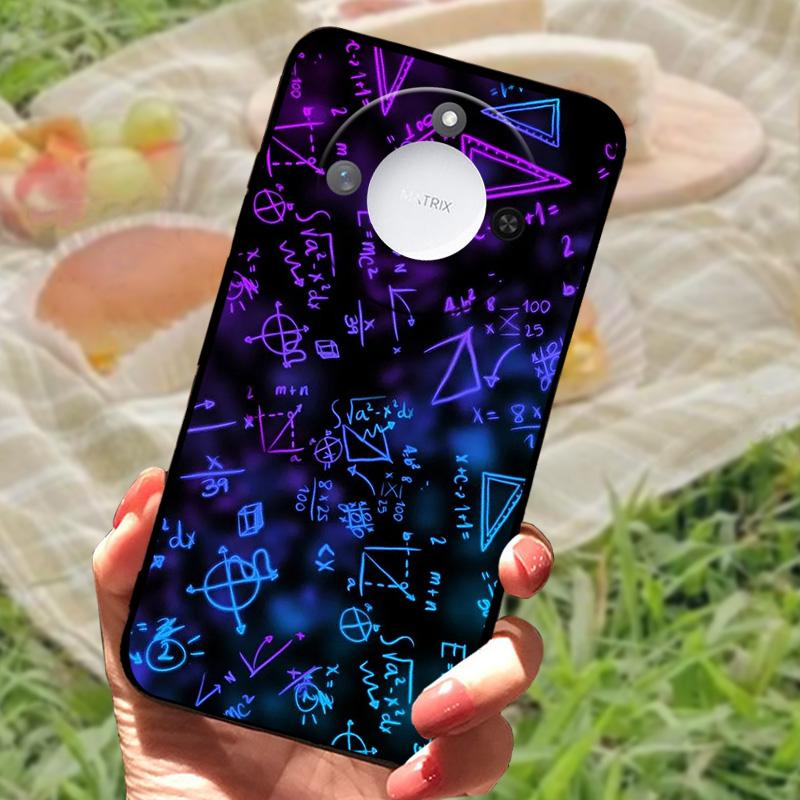 For Huawei Honor X60 Case Flowers Painted Cover Black Silicone Soft TPU Phone Case For Honor X60 Protective Shell Bumper