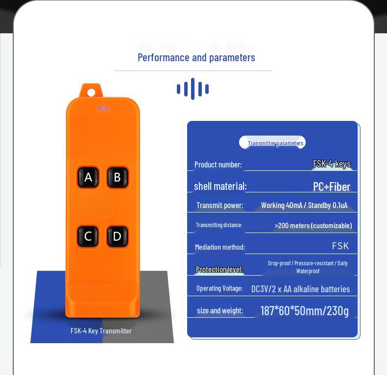 Industrial Grade FSK 868MHz Remote Switch for 12V/24V/48V Pumps and Motors - Jog & Self-Lock Modes
