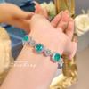 Women's Luxury Muzo Green Bracelet Cotton Glass Body High Carbon Diamond Gemstone Party Dress Jewelry
