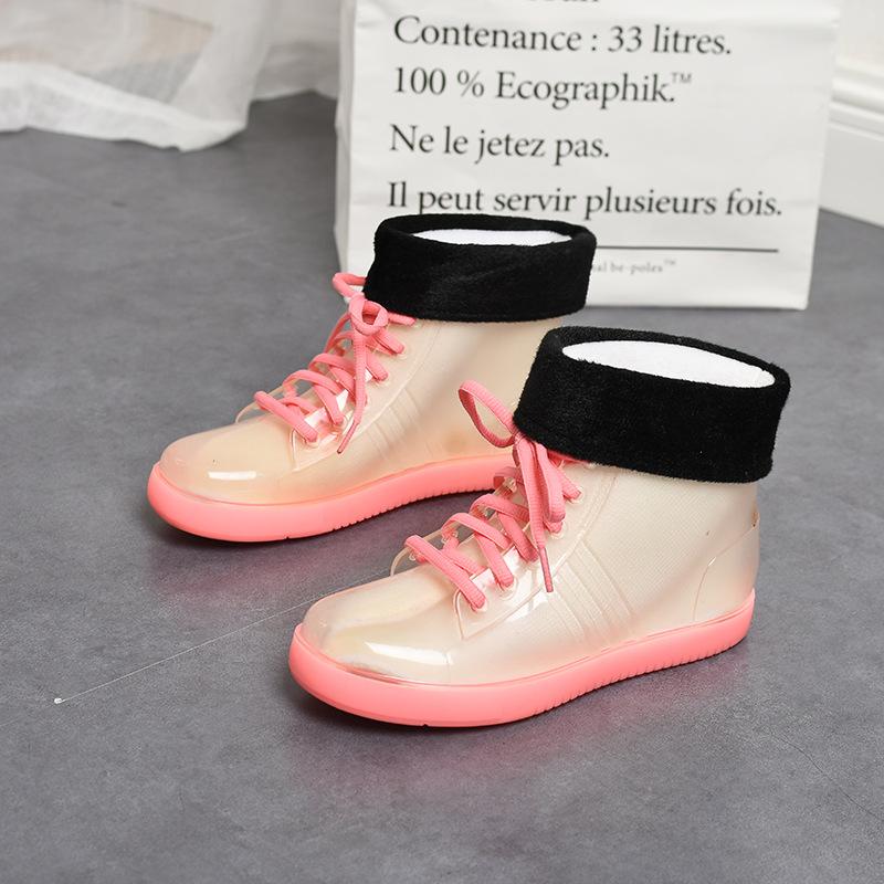 Water shoes low-top transparent rain shoes women's rain boots students short tube low tube rainproof anti-skid rubber shoes