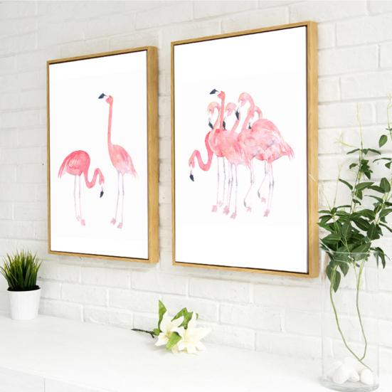 Watercolor Flamingo Canvas Painting Modern Living Room Bedroom Study Art Decor
