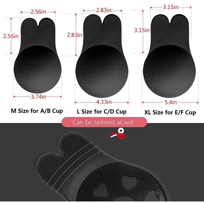 Selbstklebende Push-up BHs Trägerlose BHs Wiederverwendbar Unsichtbarer BH für Damen (Schwarz)