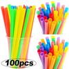 300PCS Colorful Plastic Disposable Large Drinking Straws For Pearl Bubble Milk Tea Smoothie Drink Party Supplies Bar Accessories